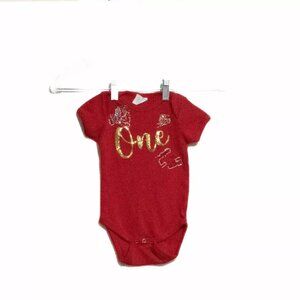 Creation Of Grace Baby Girls Red Gold Rompers Rhinestones Cotton Size 12-18M